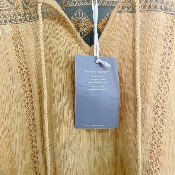 NWT Garnet Hill Top Organic Cotton Lace Trim Peasant Blouse Yellow Size 2 NEW - Picture 5 of 8